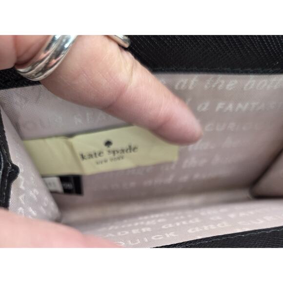 Kate Spade Staci Ditsy Buds Small Zip Around Wallet Black Pink 3.5 X 5 Inch - Picture 5 of 8